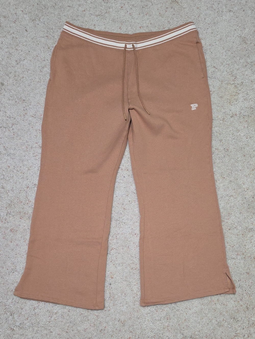 PINK Victoria's Secret Tan Sweatpants with Striped Waistband